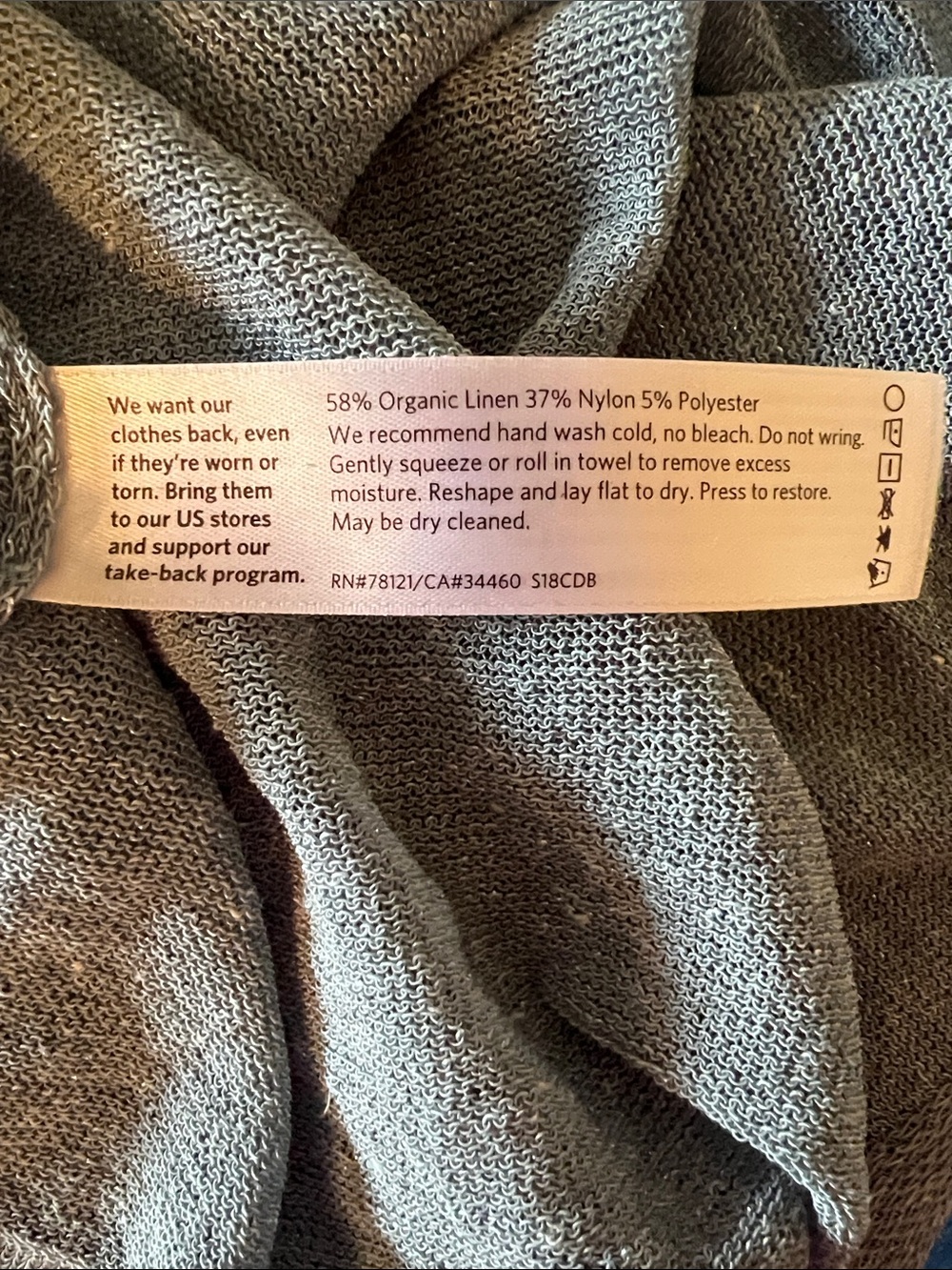 Eileen Fisher Open Front Summer Cardigan in Light Blue 58% Organic Line. - Picture 9 of 9